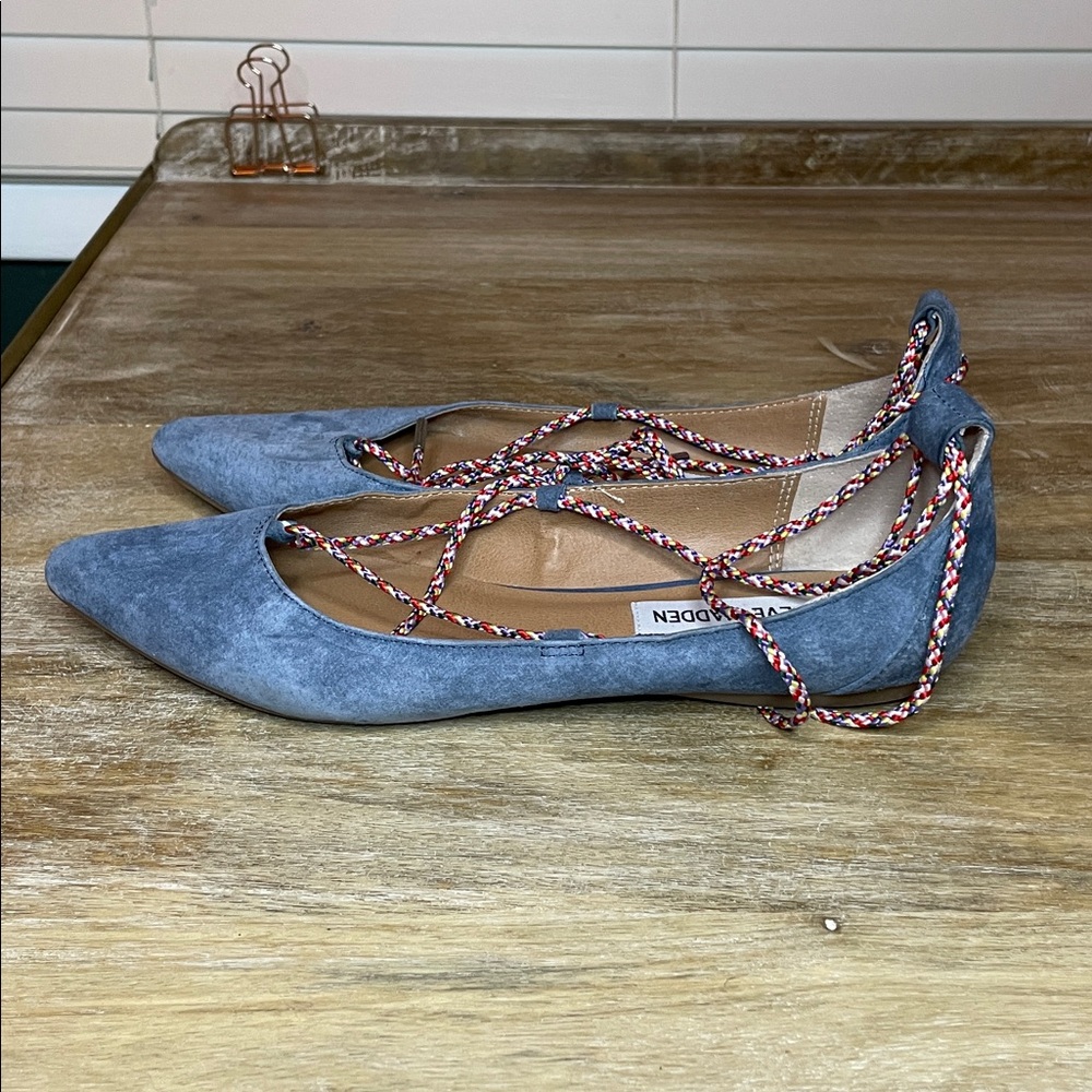 Steve Madden Gray Lace-Up Flats - Picture 2 of 4